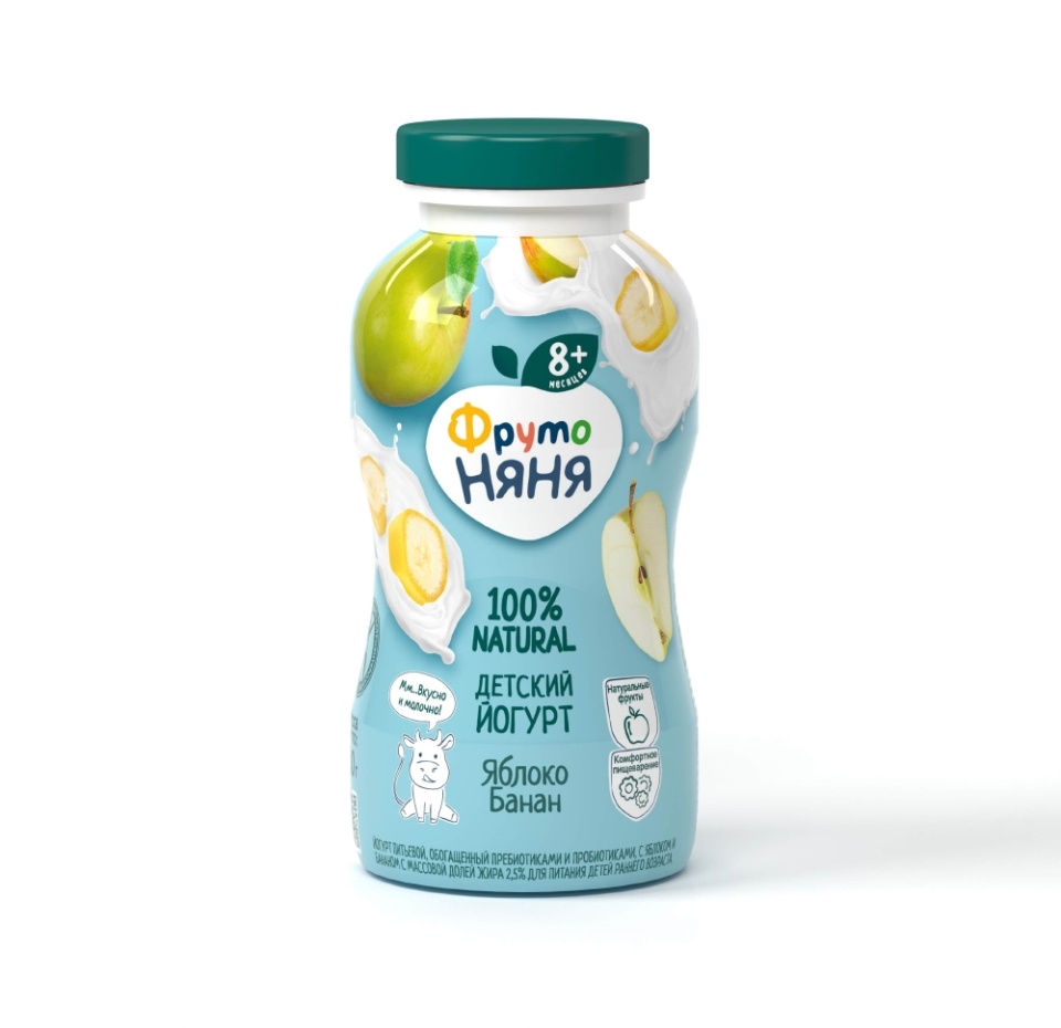 

Йогурт ФрутоНяня с яблоком и бананом питьевой обогащенный пребиотиком 2.5% 200 г
