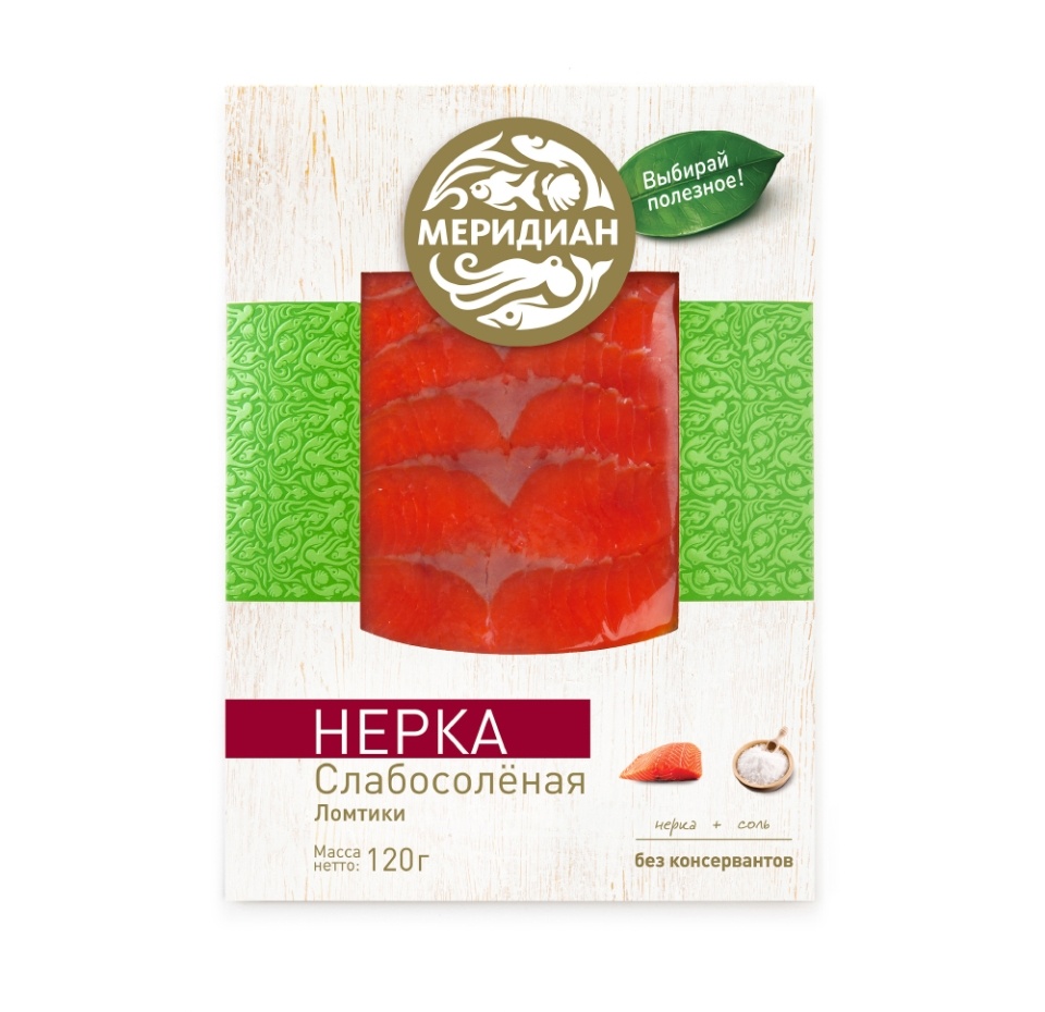 

Нерка Меридиан слабосоленая ломтики 120 г