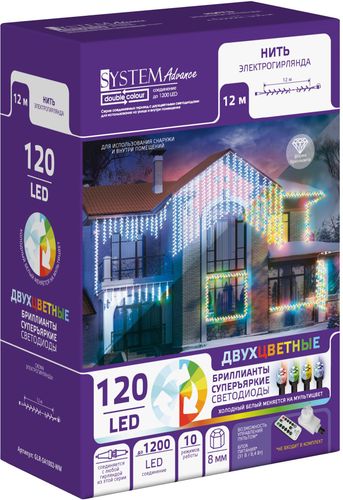 

Гирлянда GLOS нить 120 LED холодный белый многоцветный 12 м