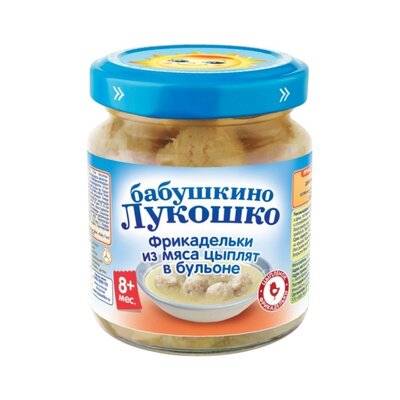 Консерва мясная Бабушкино Лукошко Фрикадельки из мяса цыплят в бульоне с 8мес 100г ст/б ДП