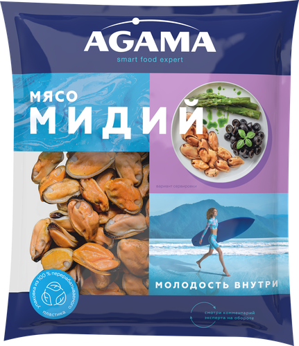 

Мясо мидий Agama варено-мороженое 300 г