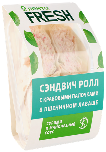 

Сэндвич-ролл Лента Fresh с крабовым мясом 200 г