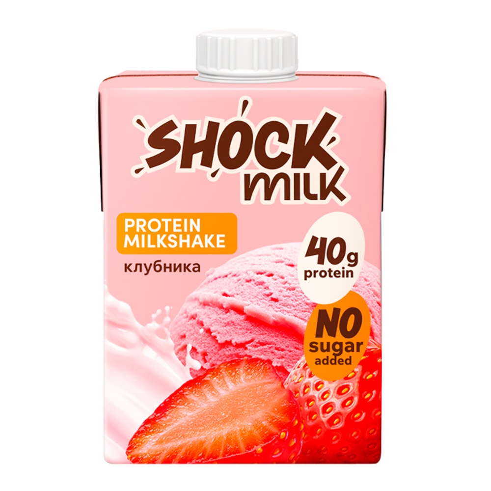 

Коктейль молочный Shock milk Клубника высокобелковый обезжиренный 480 мл
