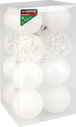 

Набор елочных шаров Homeclub разной фактуры пластик d 6 см 16 шт