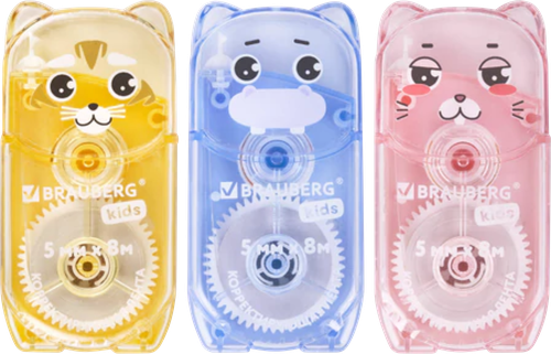 

Корректирующая лента Brauberg kids Зверята механизм перемотки ассорти блистер 5 мм х 8 м в ассортименте