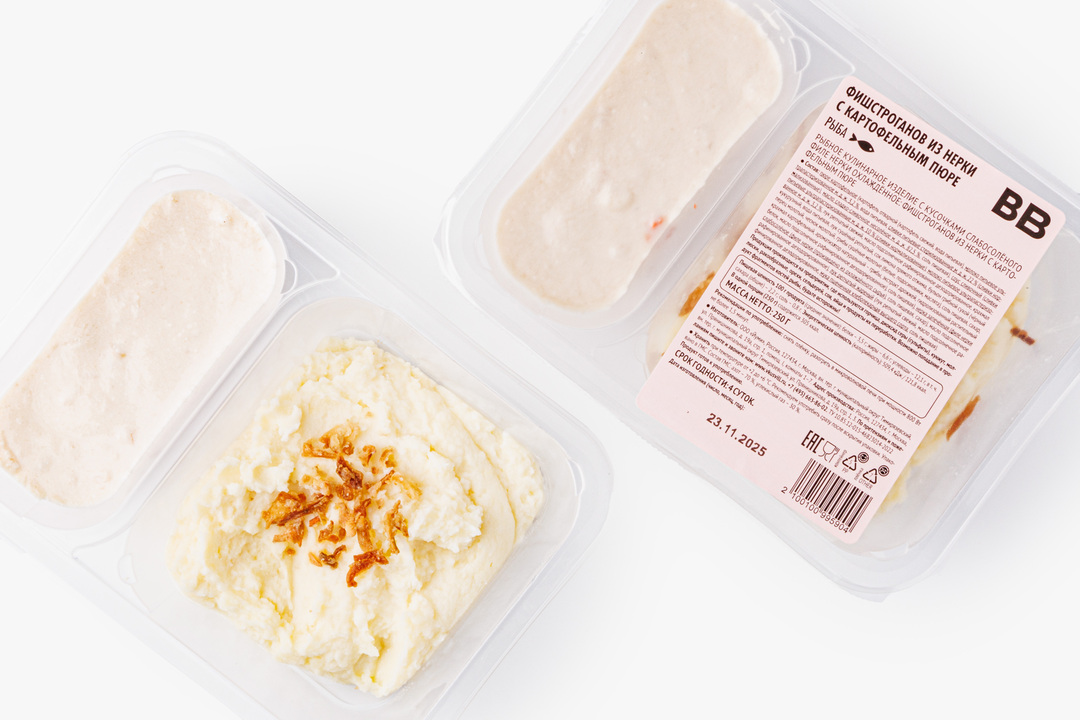 

Фишстроганов ВкусВилл из нерки с картофельным пюре 250 г