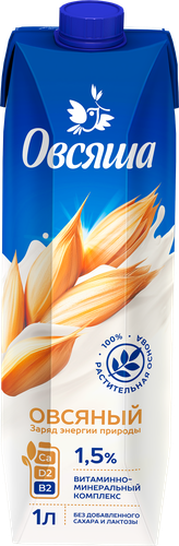 

Напиток овсяный Овсяша 1.5% 1 л