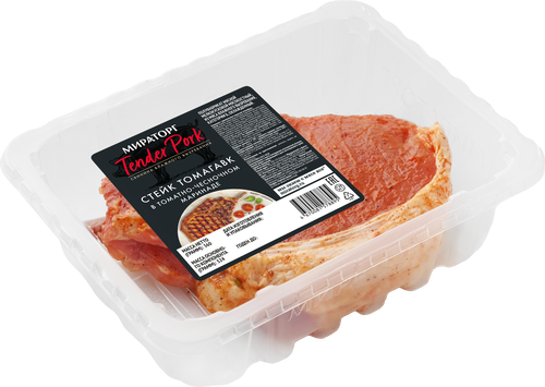 

Свинина Мираторг Tender Pork Стейк Томагавк в томатно-чесночном маринаде охлажденный 360 г
