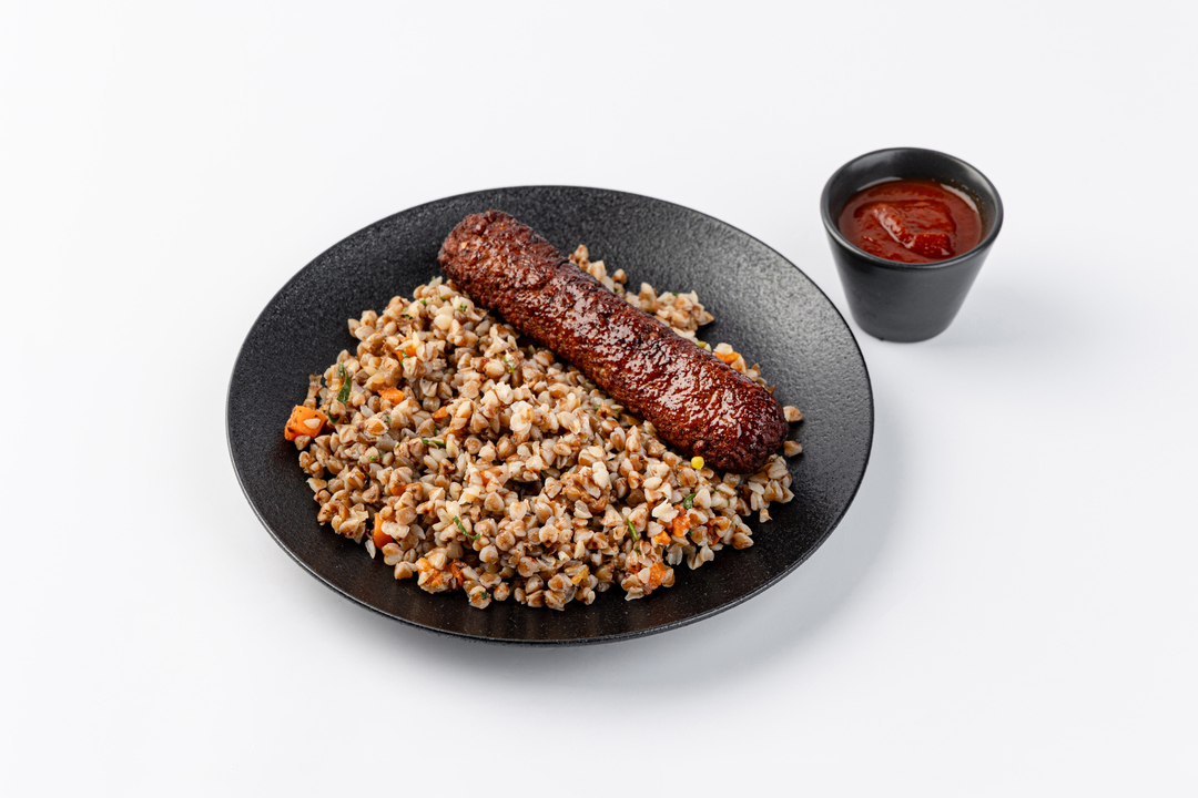 

Немясной люля-кебаб ВкусВилл с гречкой и томатным соусом 265 г