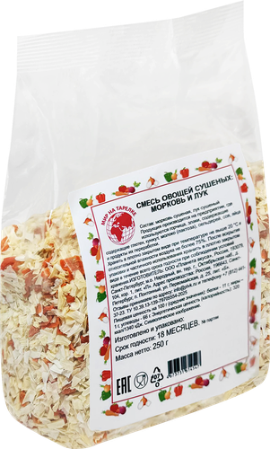 

Морковь и лук Мир на тарелке сушеные 250 г