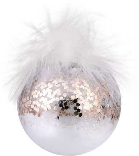 

Шар елочный Decoris Зимняя нежность, с перьями