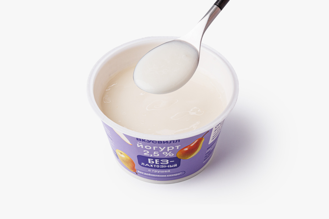 

Йогурт безлактозный ВкусВилл с грушей без добавления сахара 2.5% 180 г