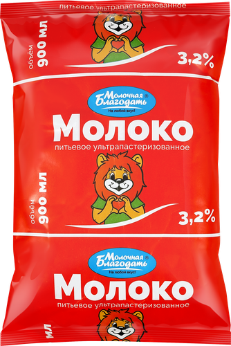 

Молоко ультрапастеризованное Молочная Благодать 3,2% 900 мл