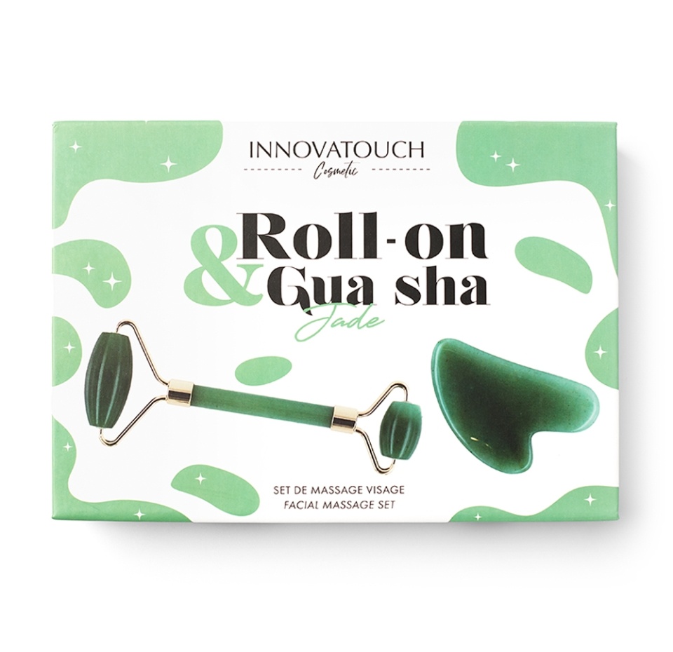 

Набор массажный INNOVATOUCH Cosmetic нефритовые роллер и скребок гуаша 200 г