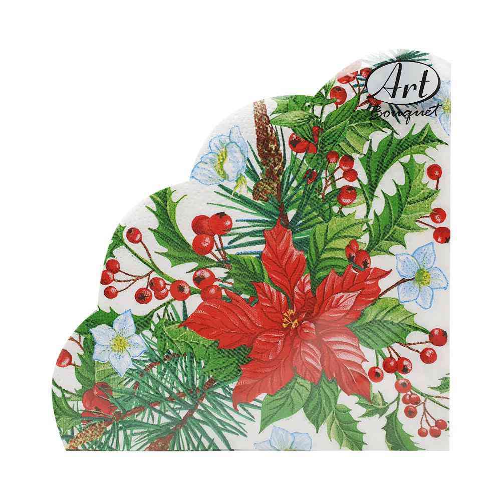 

Салфетки Art Bouquet Пуансеттия 32 см 3 слоя 12 шт.
