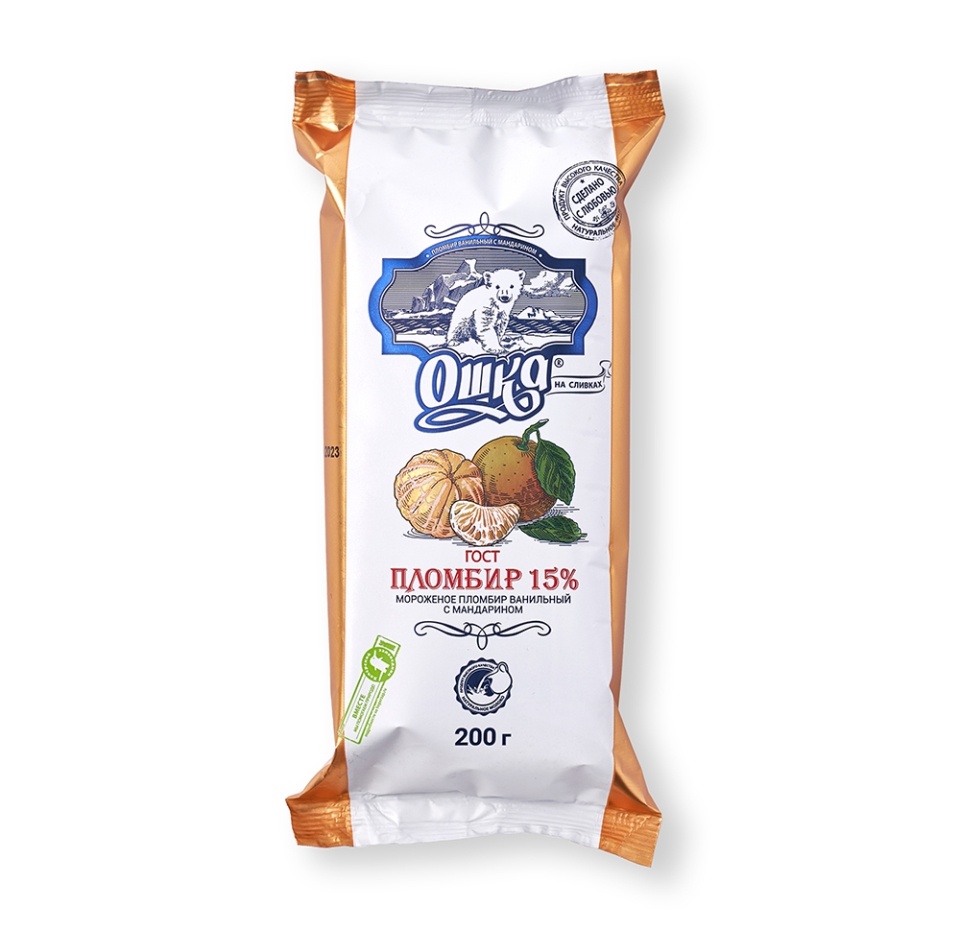 

Мороженое пломбир ванильный Ошка на сливках с мандарином брикет 200 г