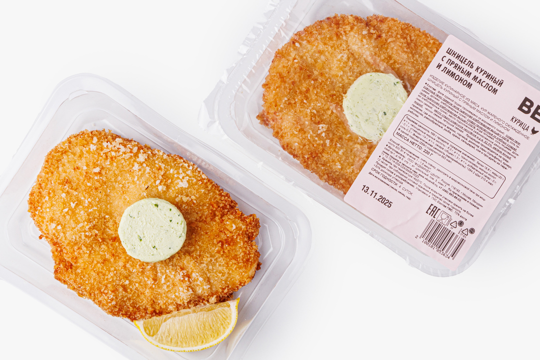 

Шницель куриный ВкусВилл с пряным маслом и лимоном 220 г