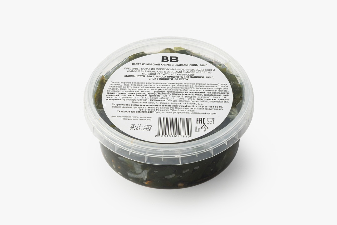 

Салат из морской капусты ВкусВилл Сахалинский 300 г