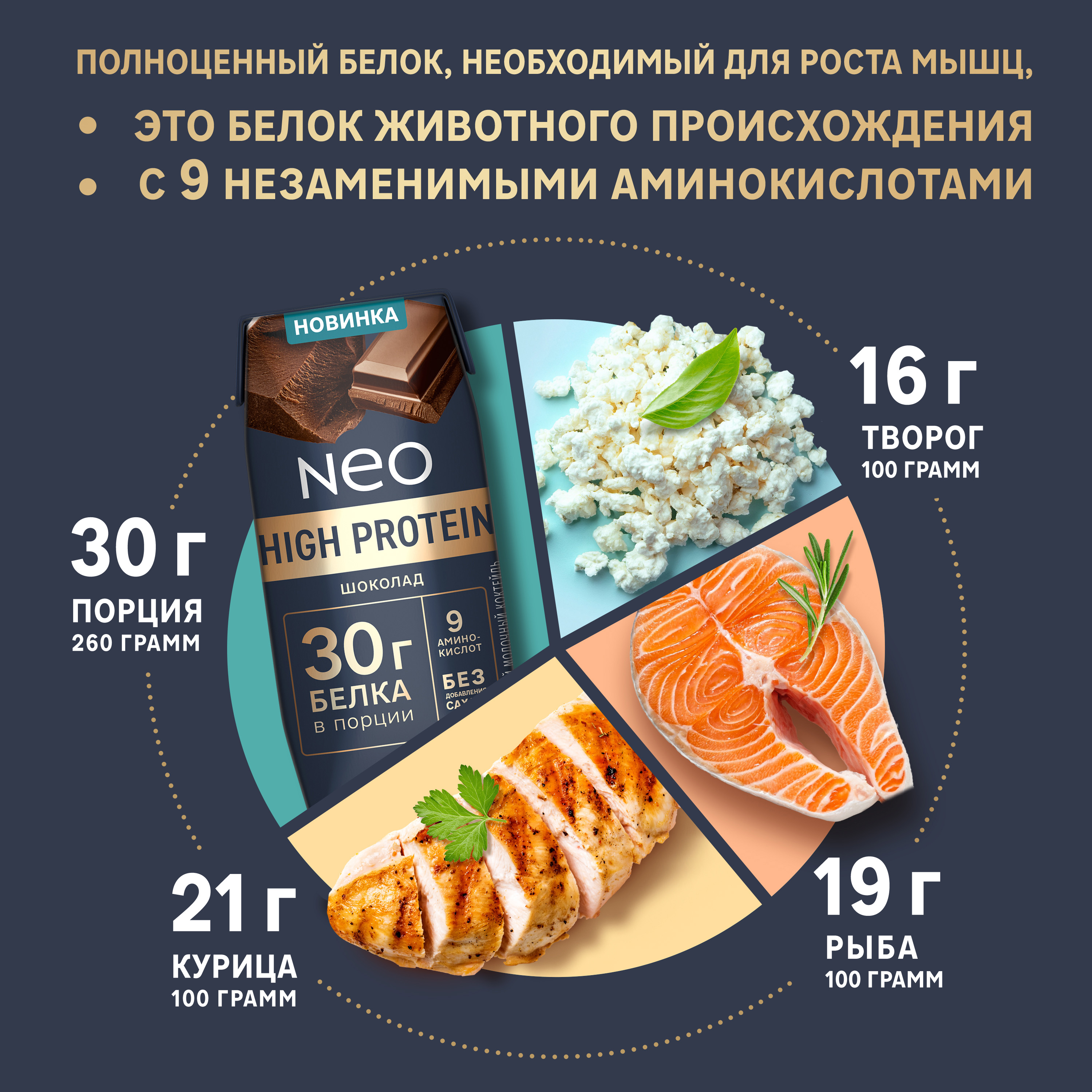 

Коктейль молочный Neo Шоколад высокобелковый без сахара 260 г