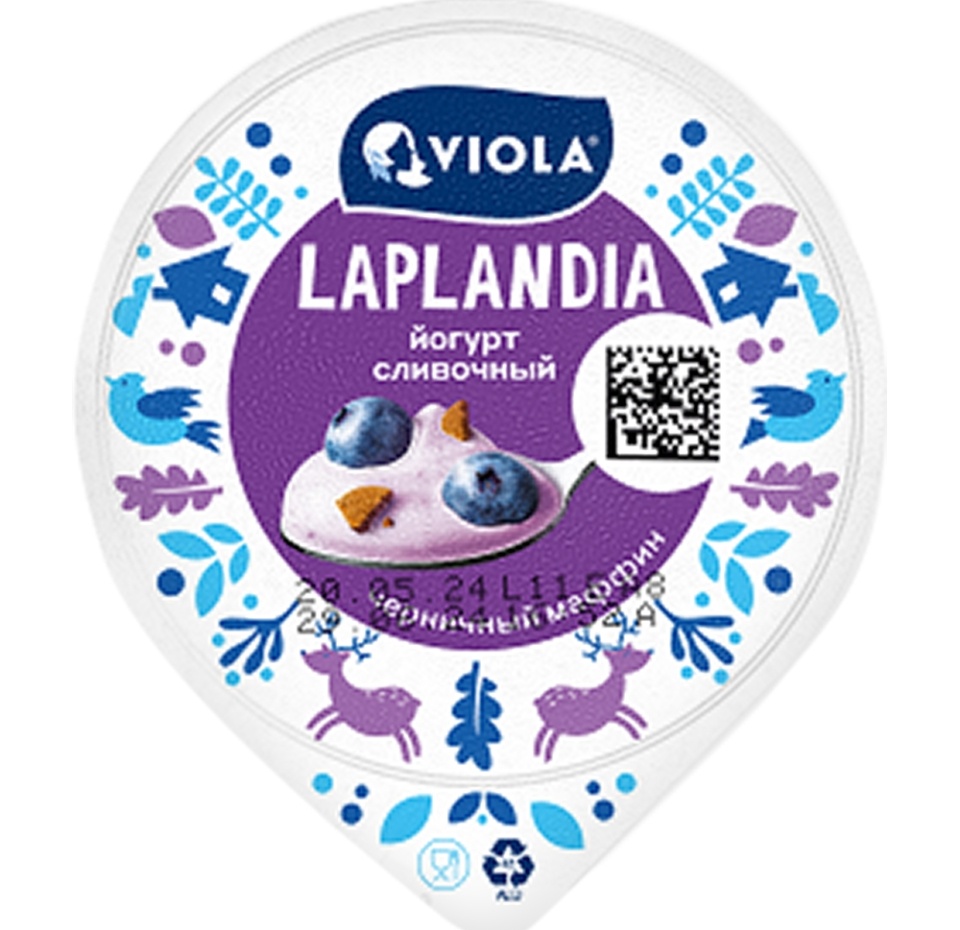 

Йогурт Viola Laplandia Сливочный черничный маффин 7.2% 180 г