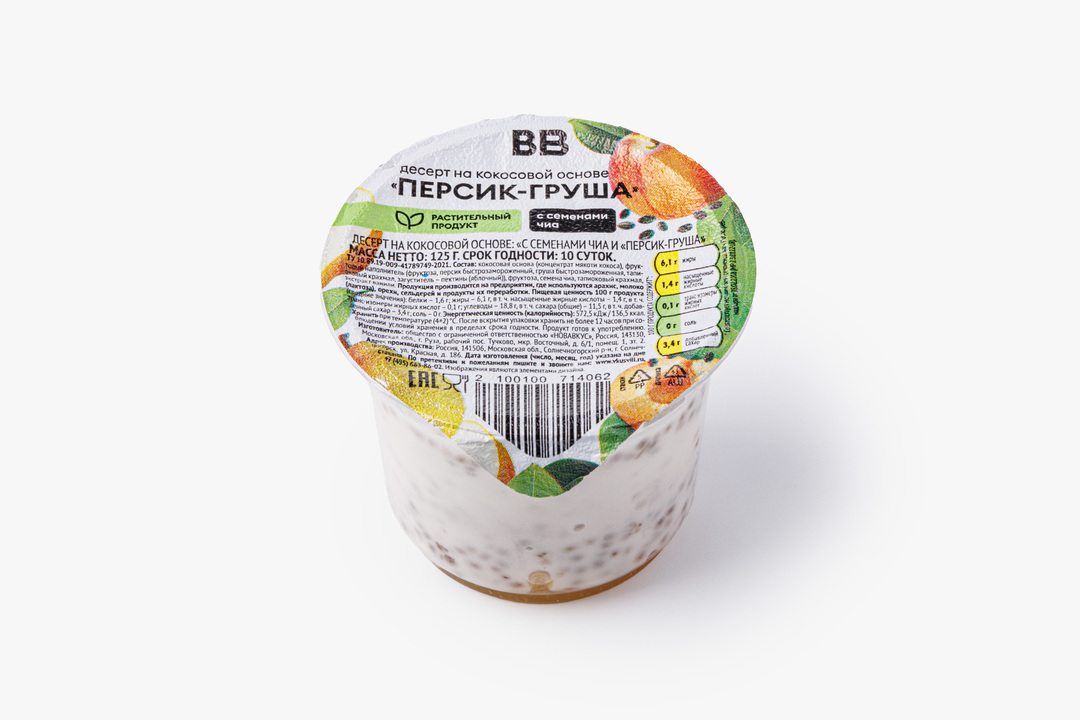 

Десерт на кокосовой основе с семенами чиа Персик-груша 125 г