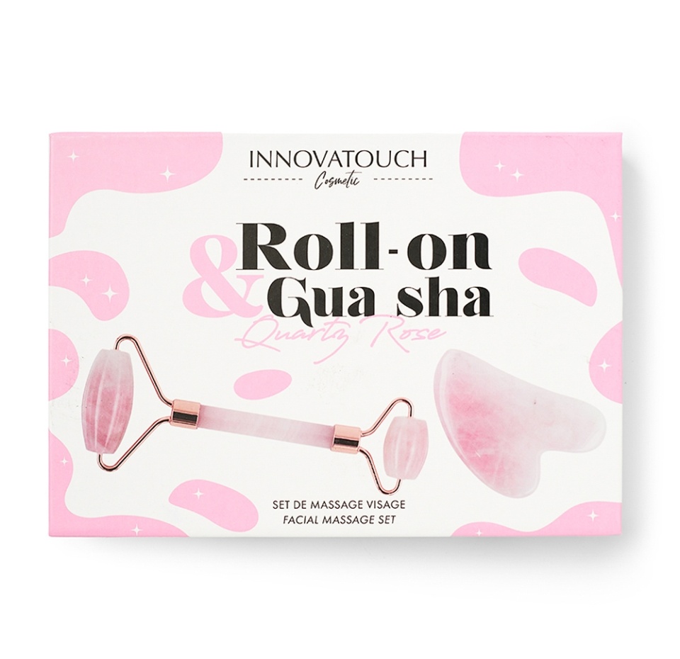 

Набор массажный Innovatouch Cosmetic роллер и скребок гуаша из розового кварца