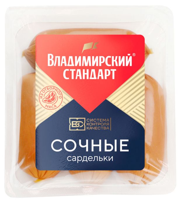 

Сардельки Владимирский Стандарт Сочные вареные 320 г