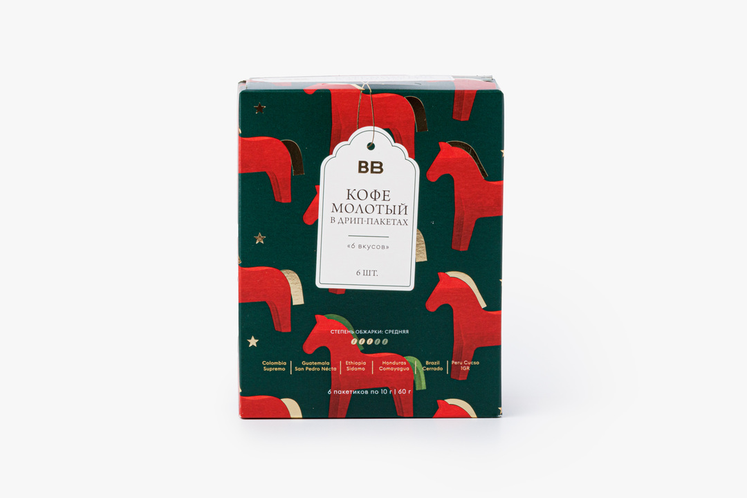 

Кофе молотый ВкусВилл в дрип-пакетах 6 вкусов 60 г