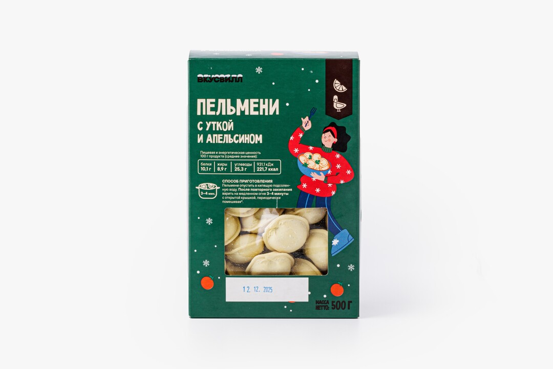 

Пельмени ВкусВилл с уткой и апельсином 500 г
