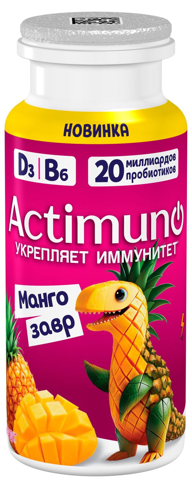 

Продукт кисломолочный Actimuno Мангозавр манго-ананас 1.5% 95 г