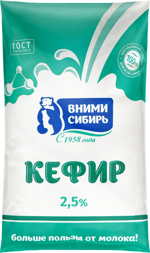 

Кефир ВНИМИ-СИБИРЬ ГОСТ 2,5%, без змж, 900г