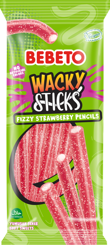 

Мармелад жевательный Bebeto Безумные палочки с шипучей клубникой (Wacky sticks fizzy strawberry pencils) клубника 160 г