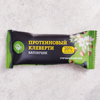 Батончик от КуулКлевер протеиновый гречишный чай Клеверти 35 г