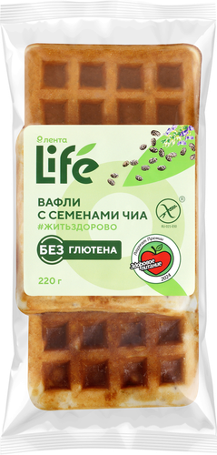 

Вафли Лента Life Бельгийские с семенами чиа без глютена замороженные 220 г