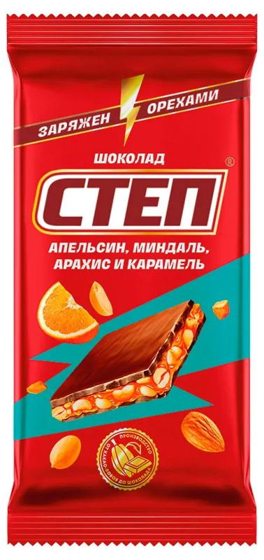 

Шоколад молочный Степ апельсин миндаль арахис и карамель 80 г