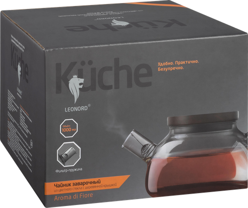 

Чайник заварочный Leonord Aroma di Fiore с темной деревянной крышкой 1 л, Арт. 910146