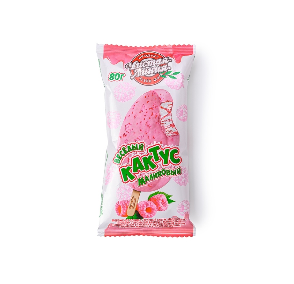 

Эскимо Чистая Линия Малиновый кактус пломбир с кусочками малины в глазури 80 г