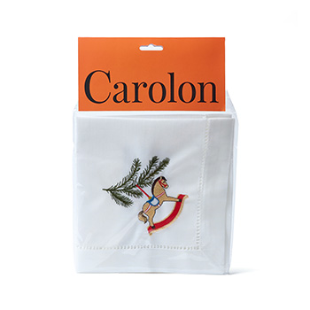 

Салфетка с вышивкой Carolon Лошадка качалка новогодняя 43 х 43 см 1 шт.