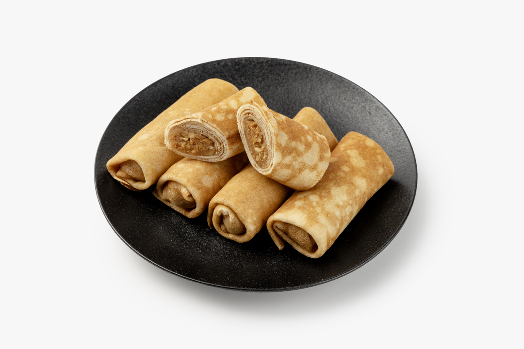 

Большая порция блинов ВкусВилл со сгущёнкой и арахисом 5 шт. 347 г