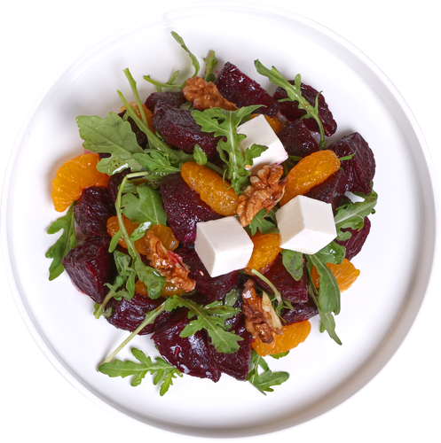 

Салат с запеченной свеклой с мандаринами и рукколой вес