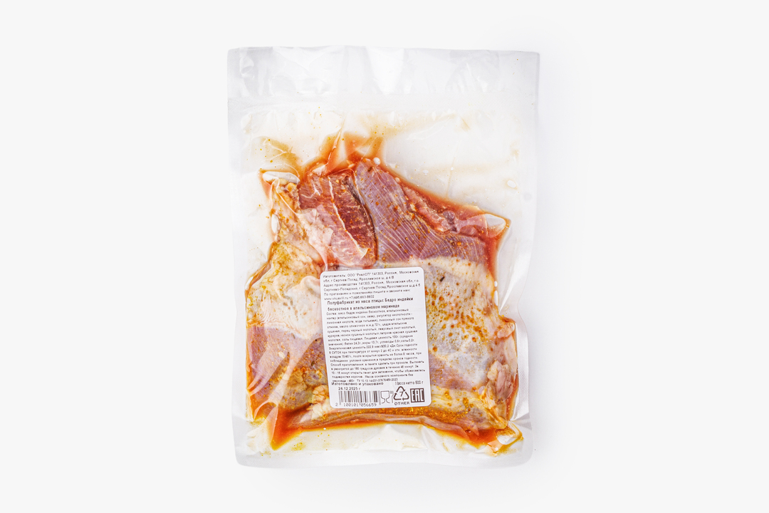 

Бедро индейки ВкусВилл бескостное в апельсиновом маринаде 500 г