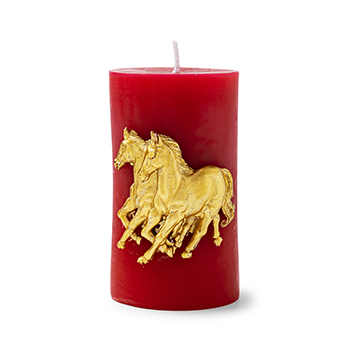 

Свеча столбик с Символом года 2 лошади красный парафин 9.8 см