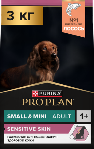 

Корм сухой для взрослых собак PURINA PRO PLAN Adult Лосось, при чувствительной коже, для мелких и карликовых пород, 3кг