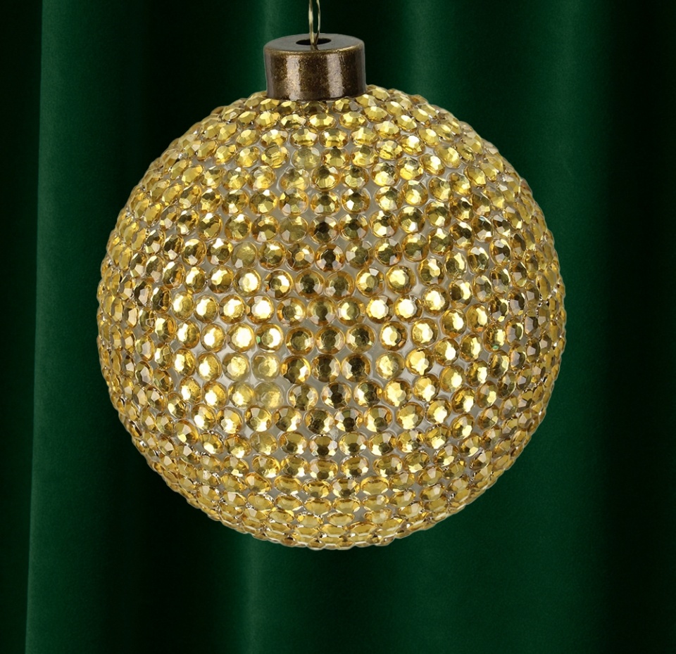 

Игрушка для ёлки «Шар со стразами» стеклянная, цвет золотистый, Kersten, 10 см, Нидерланды