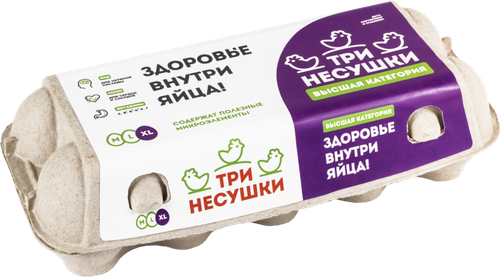 

Яйца куриные столовые Три несушки высшей категории СВ 10 шт. 500 г