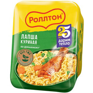 Лапша Роллтон куриная по-домашнему 90 г лоток