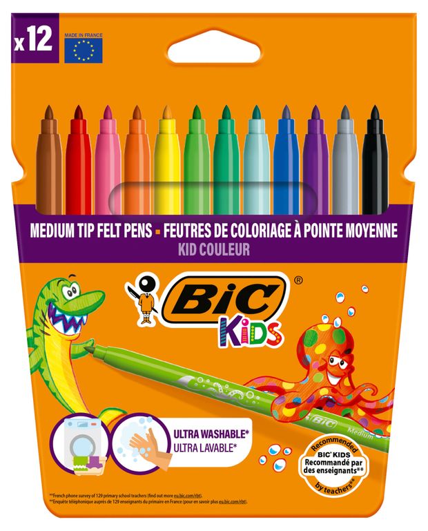 

Фломастеры цветные Bic Kids Kid Couleur 12 шт. дизайн упаковки в ассортименте