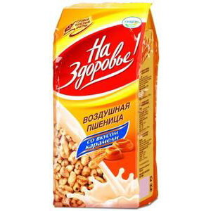 Завтрак сухой зерновой На Здоровье! Воздушная пшеница со вкусом карамели 100 г пакет