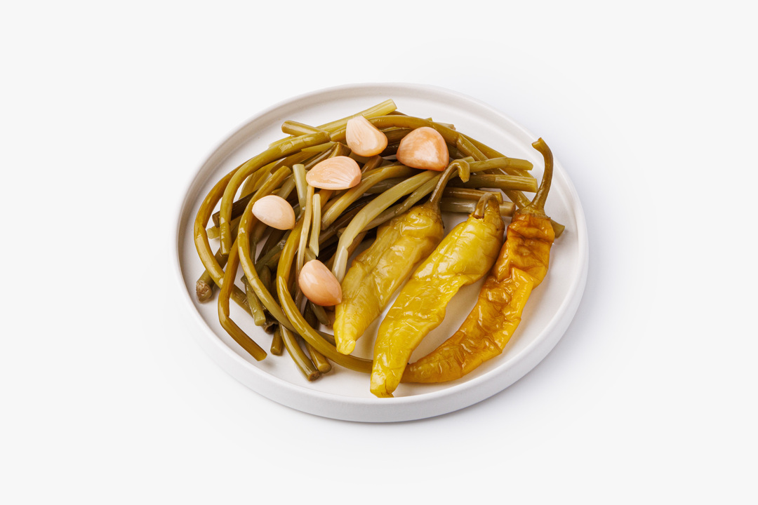 

Ассорти овощное солёное ВкусВилл Чеснок, перец острый и черемша 300 г