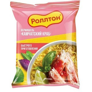 Вермишель Роллтон со вкусом камчатского краба 60 г флоу-пак
